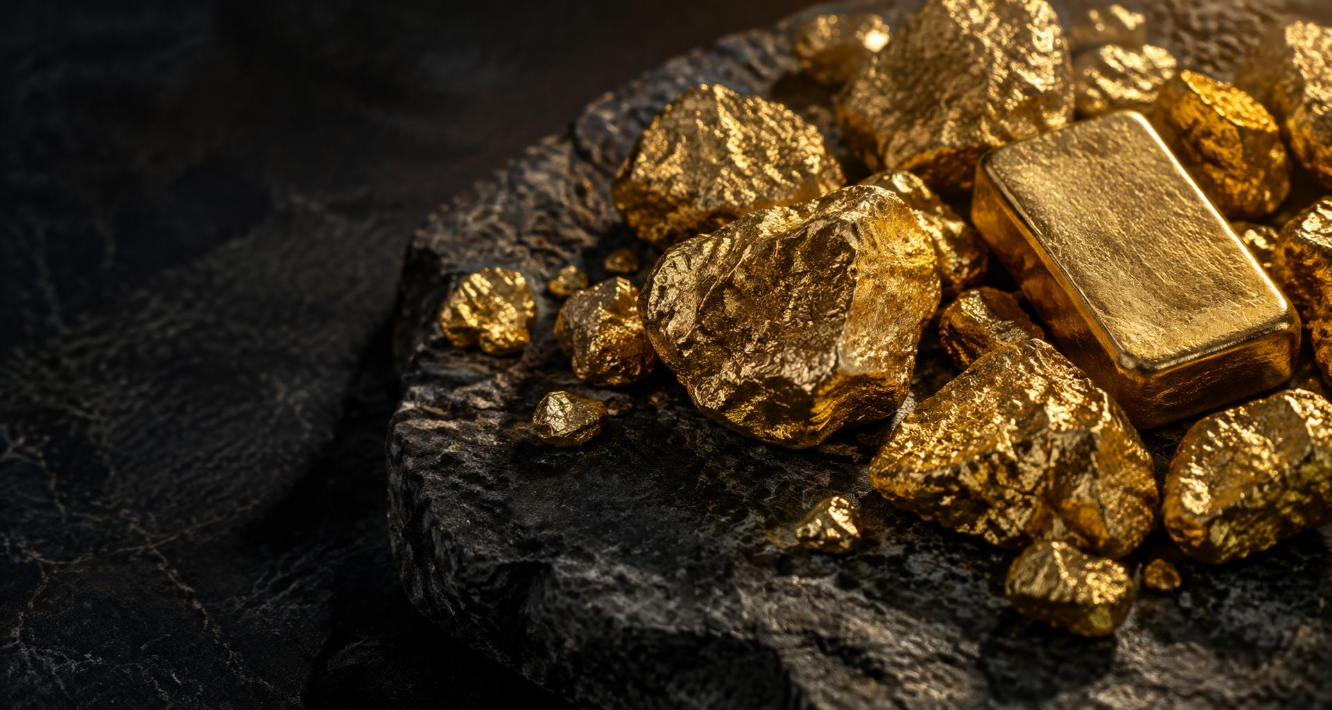 Raw gold nuggets illustrating Ghana’s gold supply